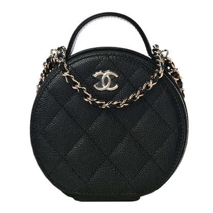 Chanel Caviar Quilted Round Handle With Care Vanity With Chain Black 1 of 11