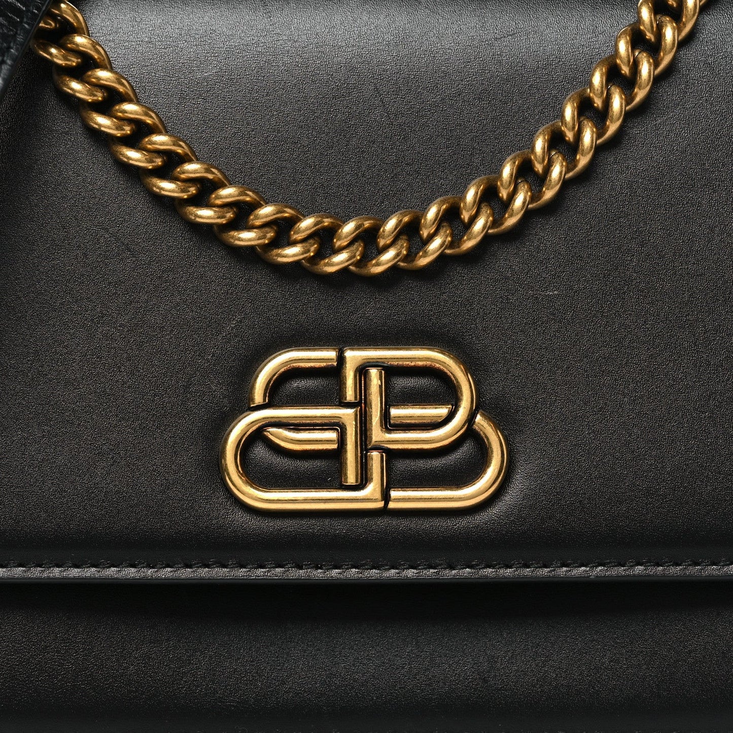 Box Calfskin S Sharp Chain Shoulder Bag Black