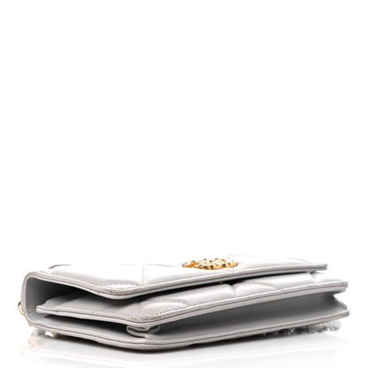Chanel Lambskin Quilted Chanel 19 Wallet On Chain WOC Grey 3 of 14