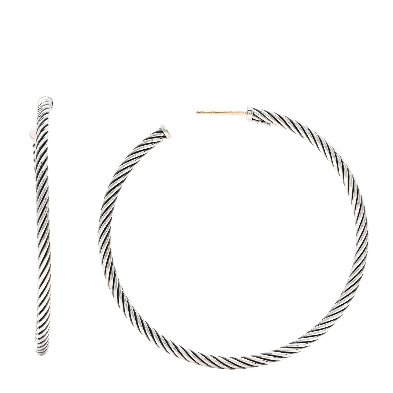 David Yurman Sterling Silver Extra Large Cable Classics Hoop Earrings 1 of 4