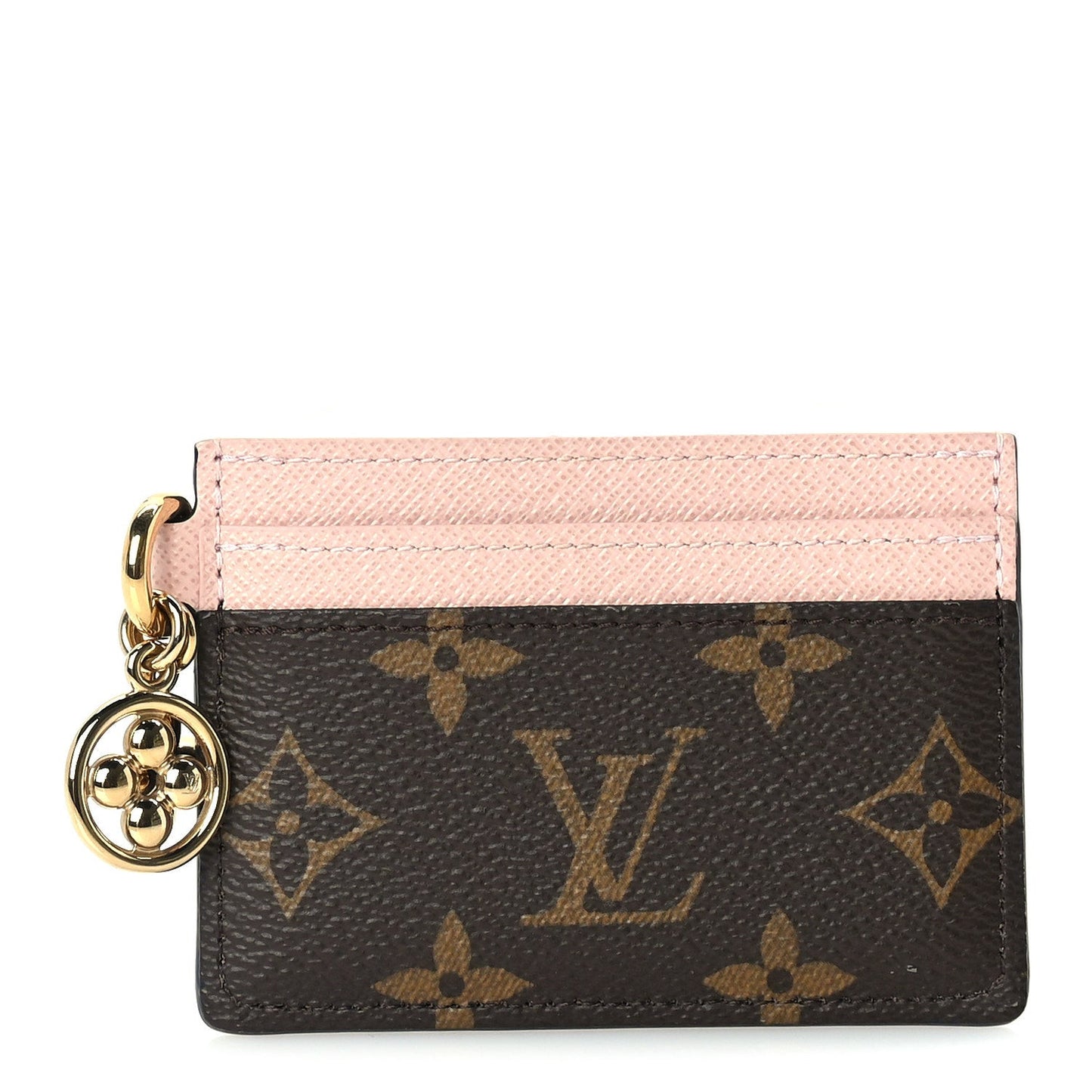 Monogram LV Charms Card Holder Rose Ballerine