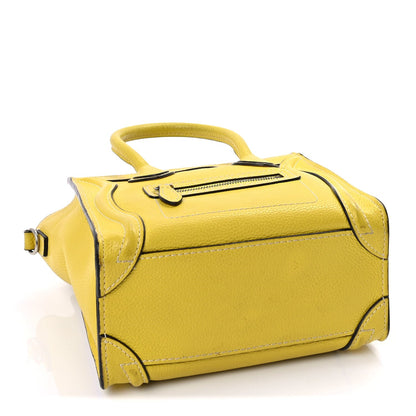 Celine Drummed Calfskin Nano Luggage  Citron 3 of 8