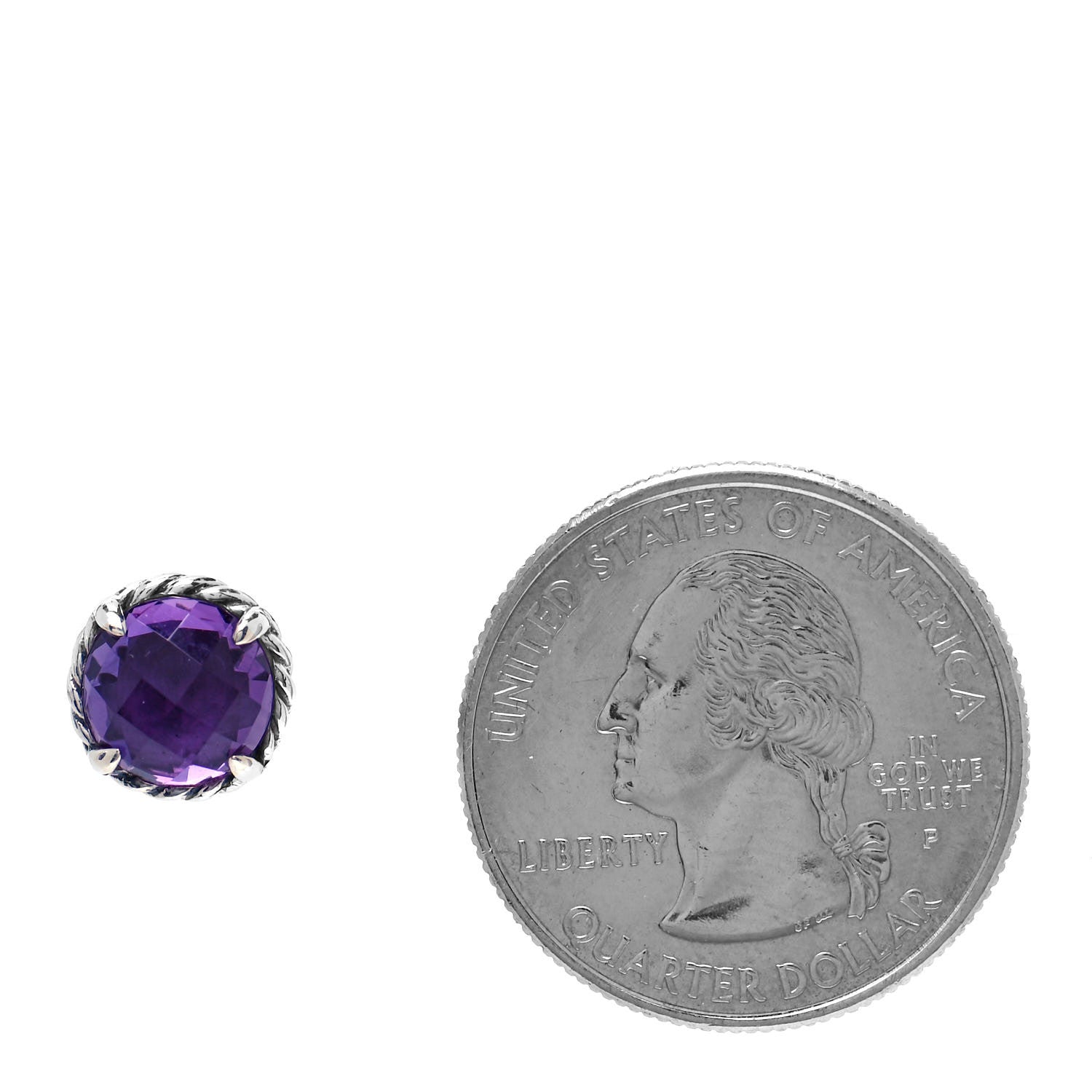 David Yurman Sterling Silver Amethyst 8mm Chatelaine Earrings 2 of 4