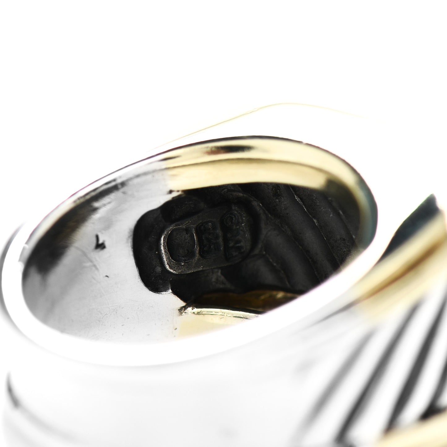 Sterling Silver 18K Yellow Gold Cable Cigar Band Ring 54 6.75