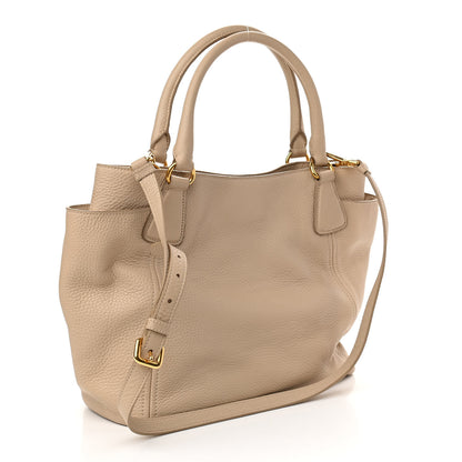 Prada Vitello Daino Side Pocket Hobo Sabbia 2 of 9