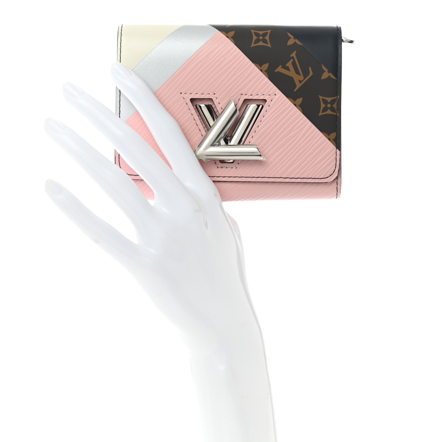 Louis Vuitton Epi Monogram Tape Twist Compact Wallet Rose White 2 of 8