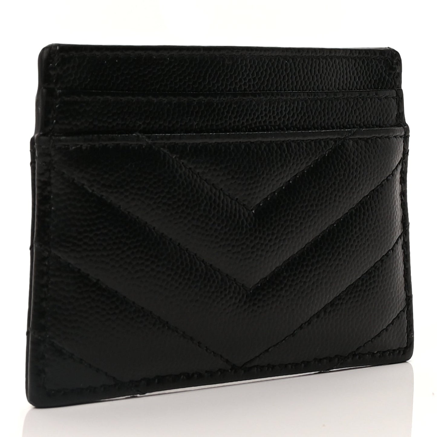 Grain De Poudre Matelasse Chevron Monogram Credit Card Case  Black