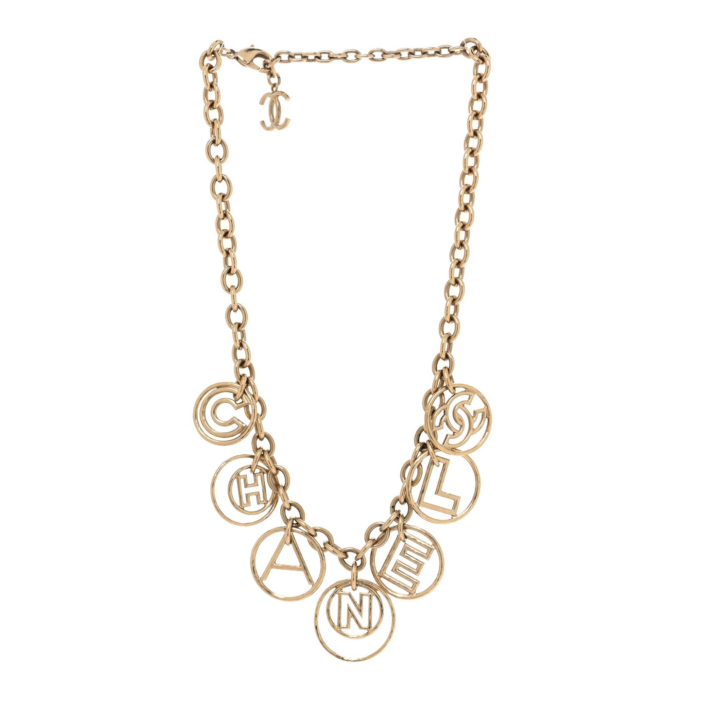 Metal Hoop Cuba Logo Necklace Gold