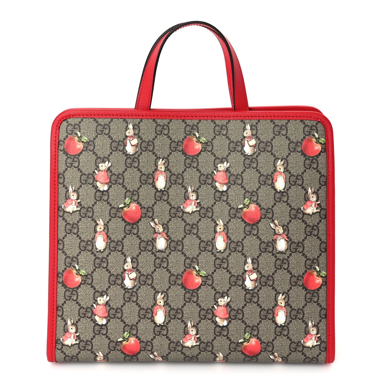 Gucci X Peter Rabbit GG Supreme Monogram Rabbit Apple Childrens Tote Beige Ebony Multicolor Bright Hibiscus 1 of 9