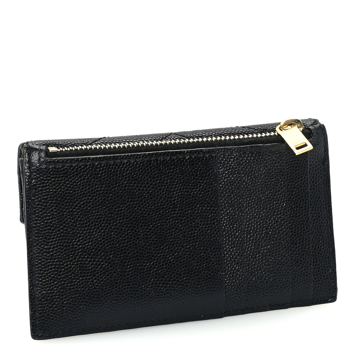 Saint Laurent Grain De Poudre Matelasse Chevron Cassandre Fragments Zippered Card Case Black 3 of 7
