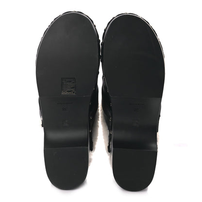 Givenchy Calfskin Shearling Studded Platform Clogs 38 Black 6 of 9