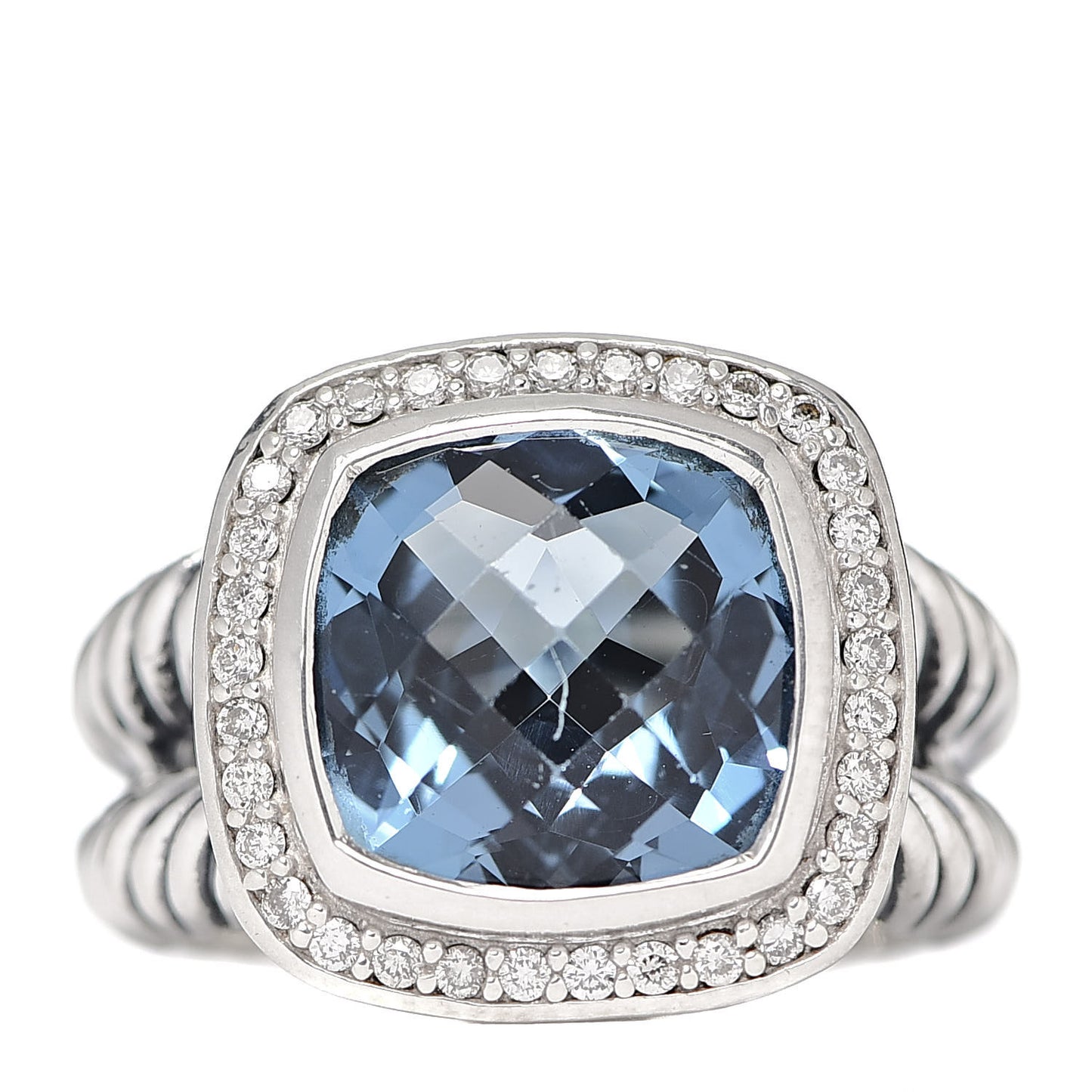 Sterling Silver Diamond Blue Topaz 11mm Albion Ring 54 7