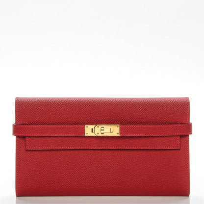 Hermes Epsom Kelly Longue Wallet Rouge Casaque 1 of 12