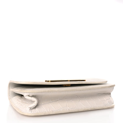 Balenciaga Extra Supple Calfskin Crocodile Embossed Gossip Wallet On Chain Optic White 3 of 8
