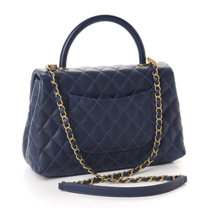 Chanel Caviar Quilted Small Coco Handle Flap Blue 3 of 11