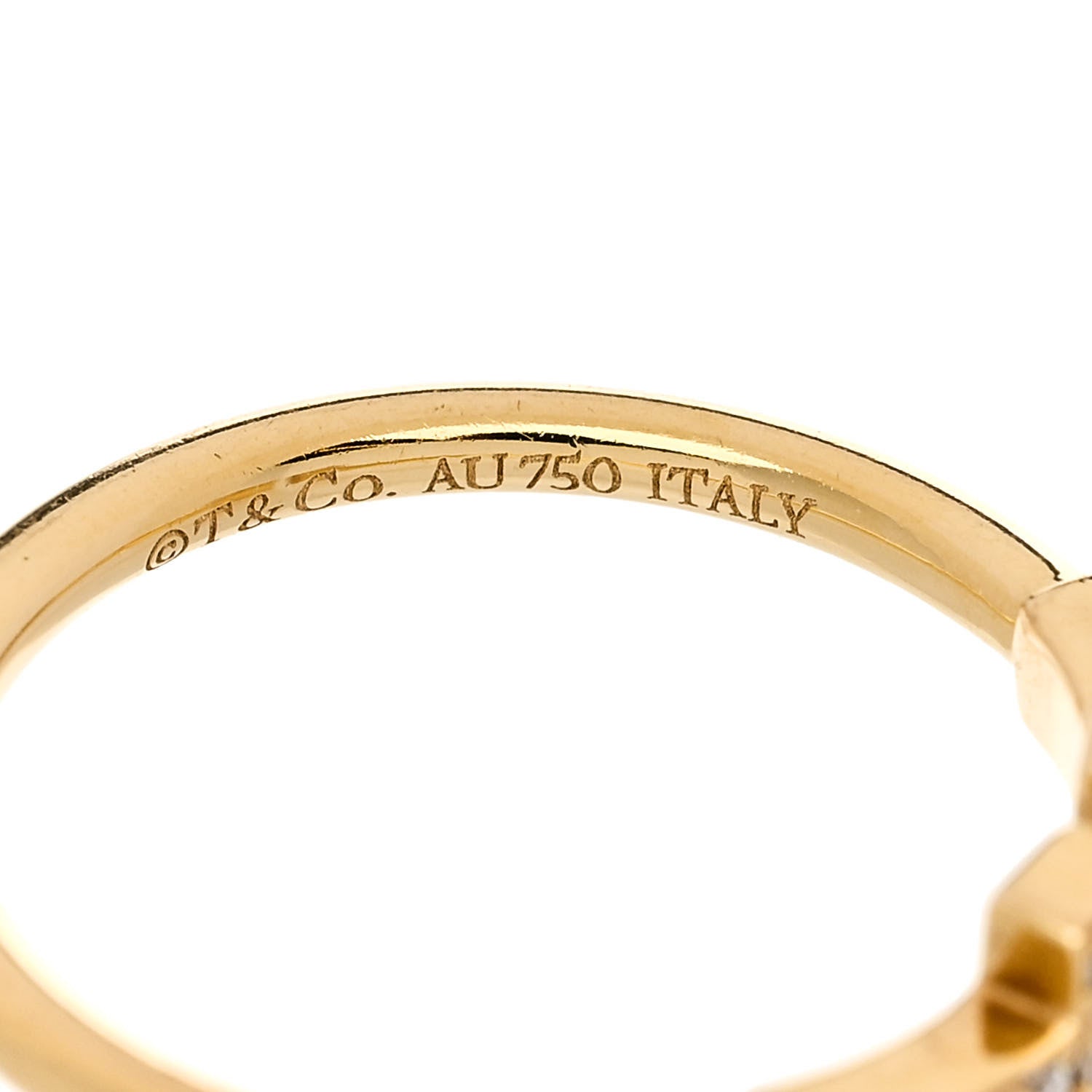 Tiffany 18K Yellow Gold Diamond T Wire Ring 50 5.5 4 of 5