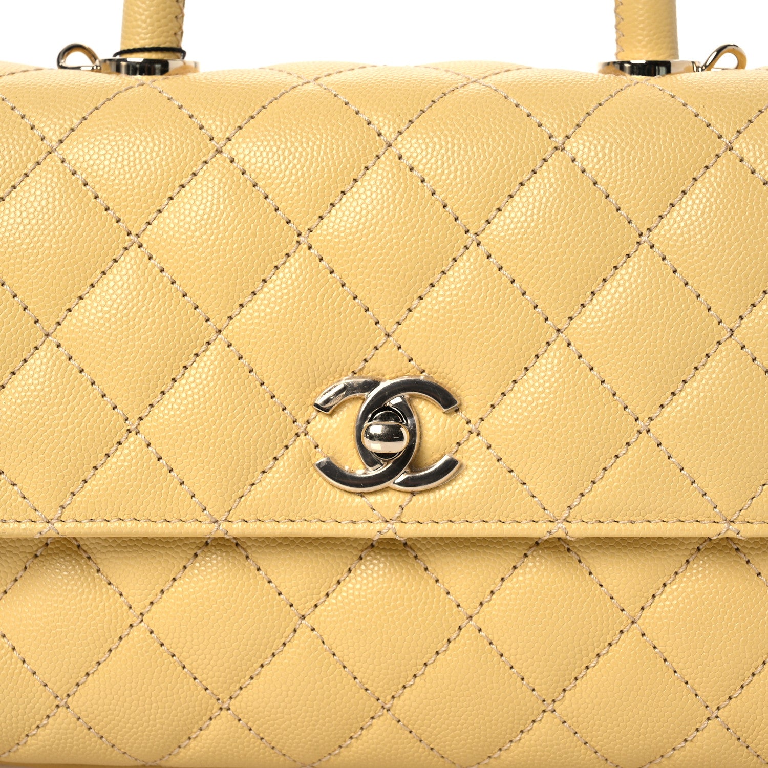Chanel Caviar Quilted Mini Coco Handle Flap Yellow 9 of 18