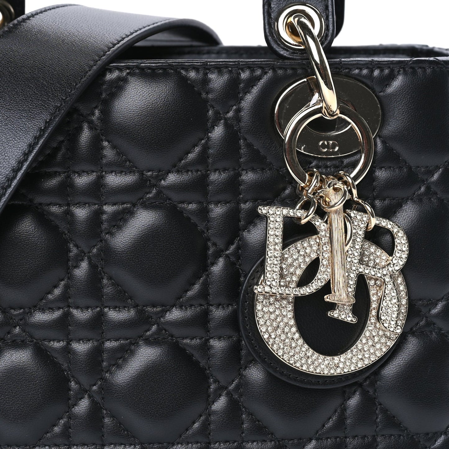 Lambskin Cannage Crystal Small My ABCDior Lady Dior  Black