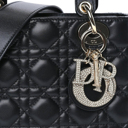 Christian Dior Lambskin Cannage Crystal Small My ABCDior Lady Dior  Black 7 of 9