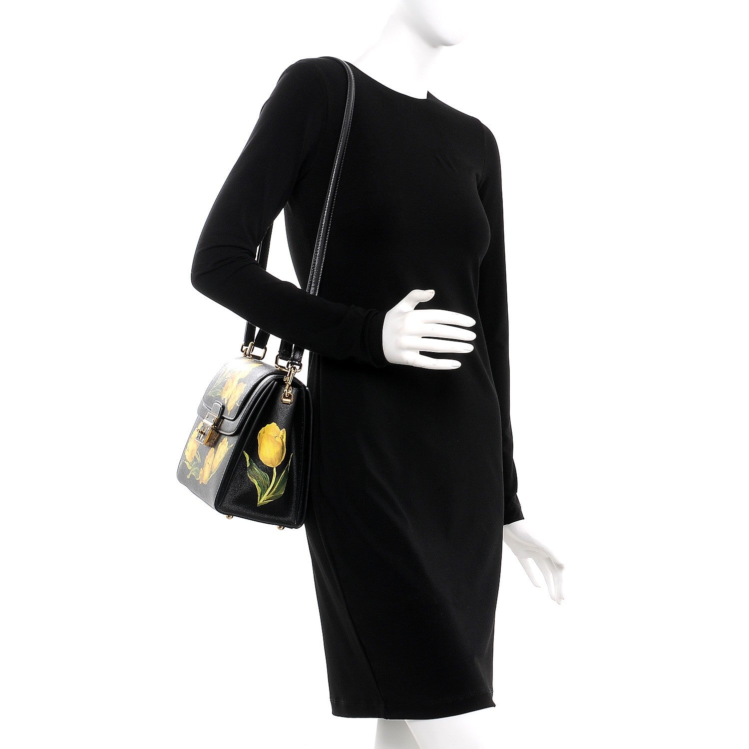 Dolce & Gabbana Dauphine Tulip Printed Medium Greta Satchel Black 2 of 8