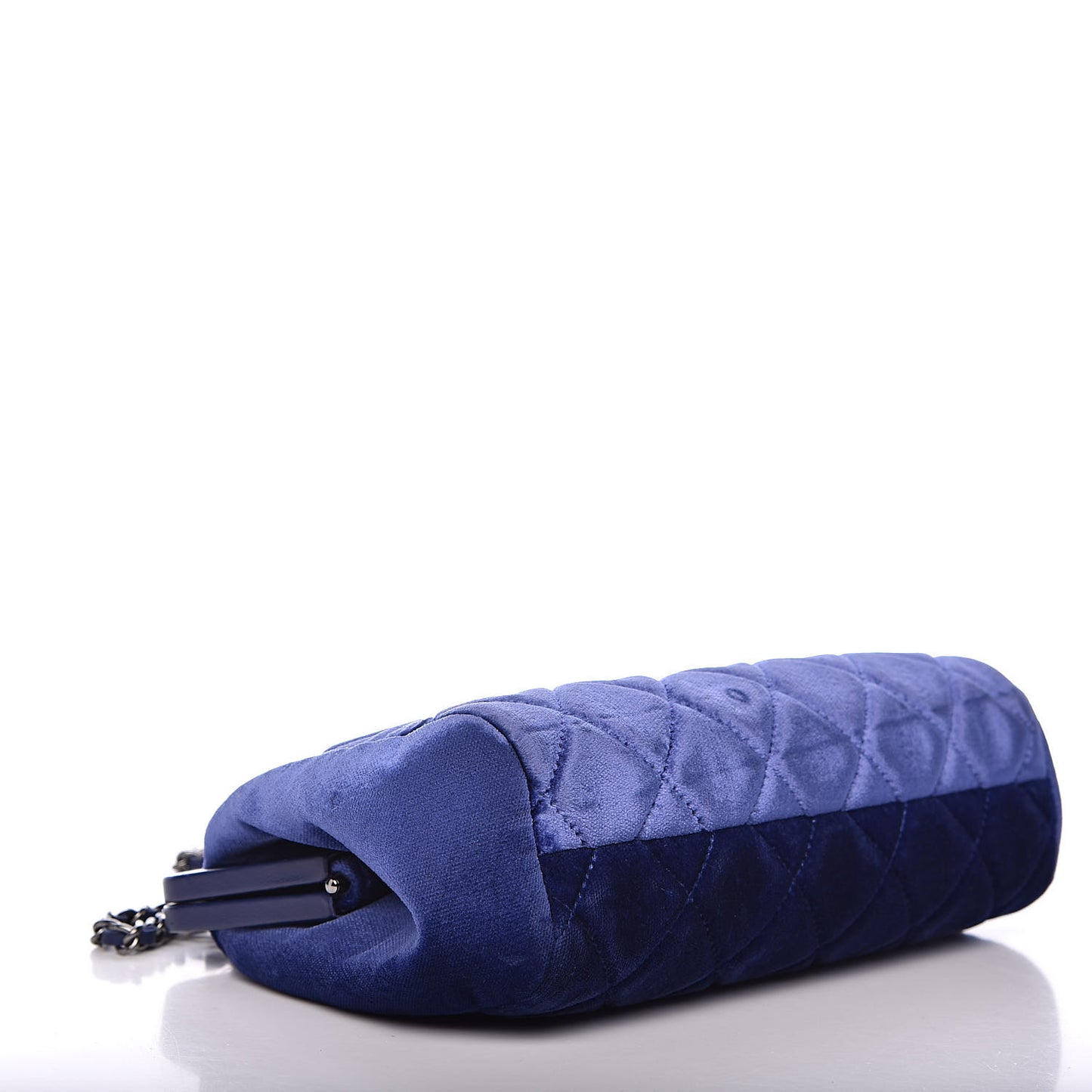 Velvet Quilted Kiss Lock Evening Bag Blue