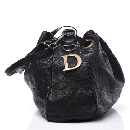 Christian Dior Lambskin Cannage Drawstring Bag Black 1 of 14
