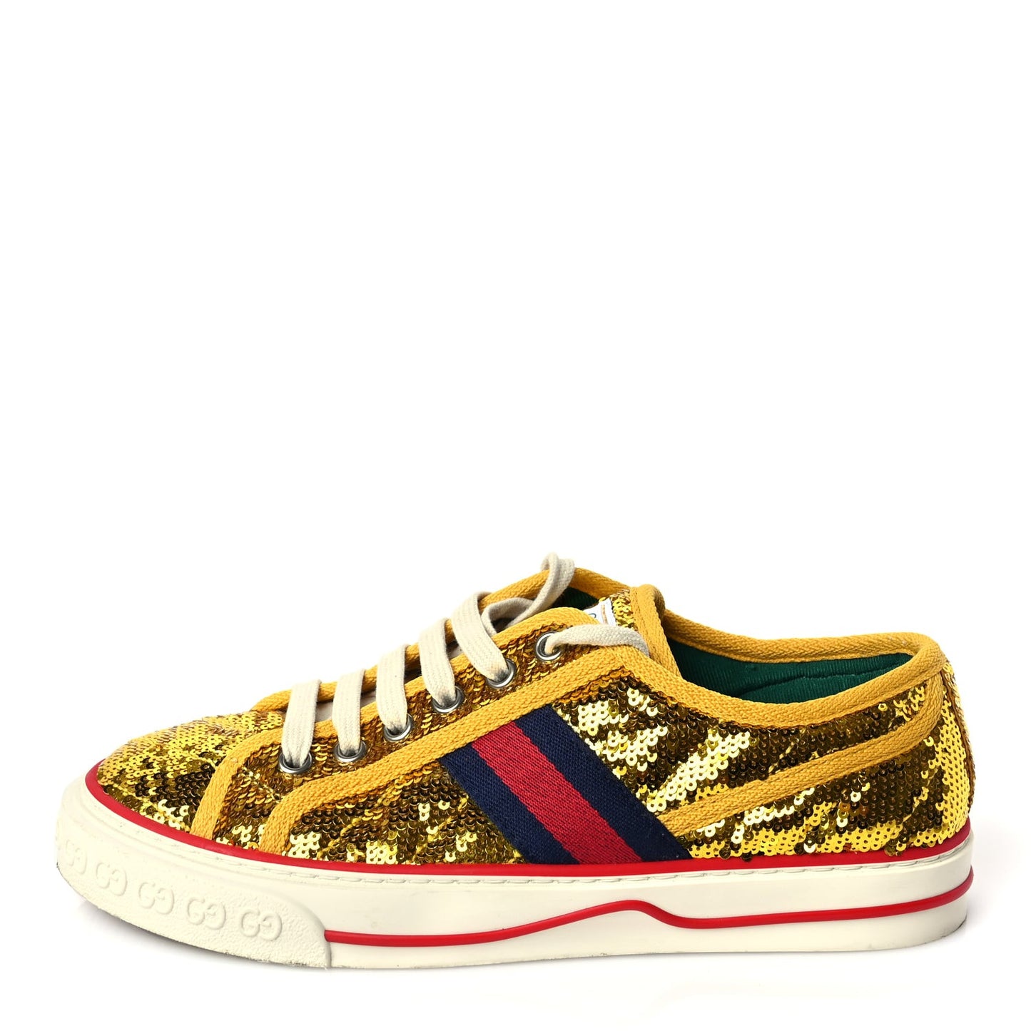 Sequin Web Matelasse Womens 1977 Tennis Sneakers 36 Gold Yellow