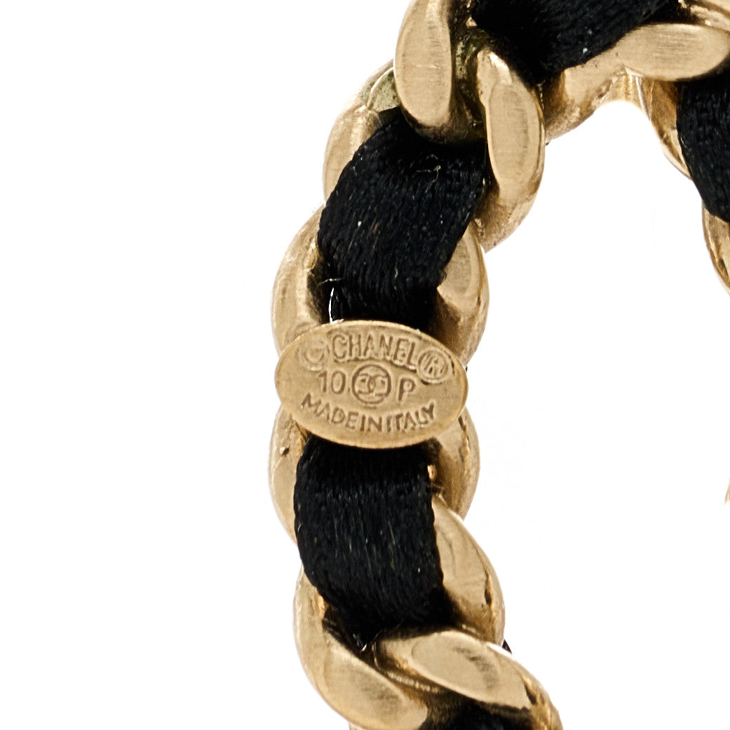 Chanel Satin CC Drop Earrings Black Gold 4 of 4