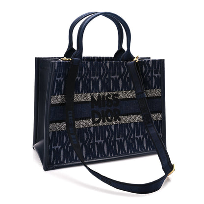 Christian Dior Canvas Calfskin Embroided Medium Miss Dior All Over Book Tote  Denim Multicolor 2 of 8