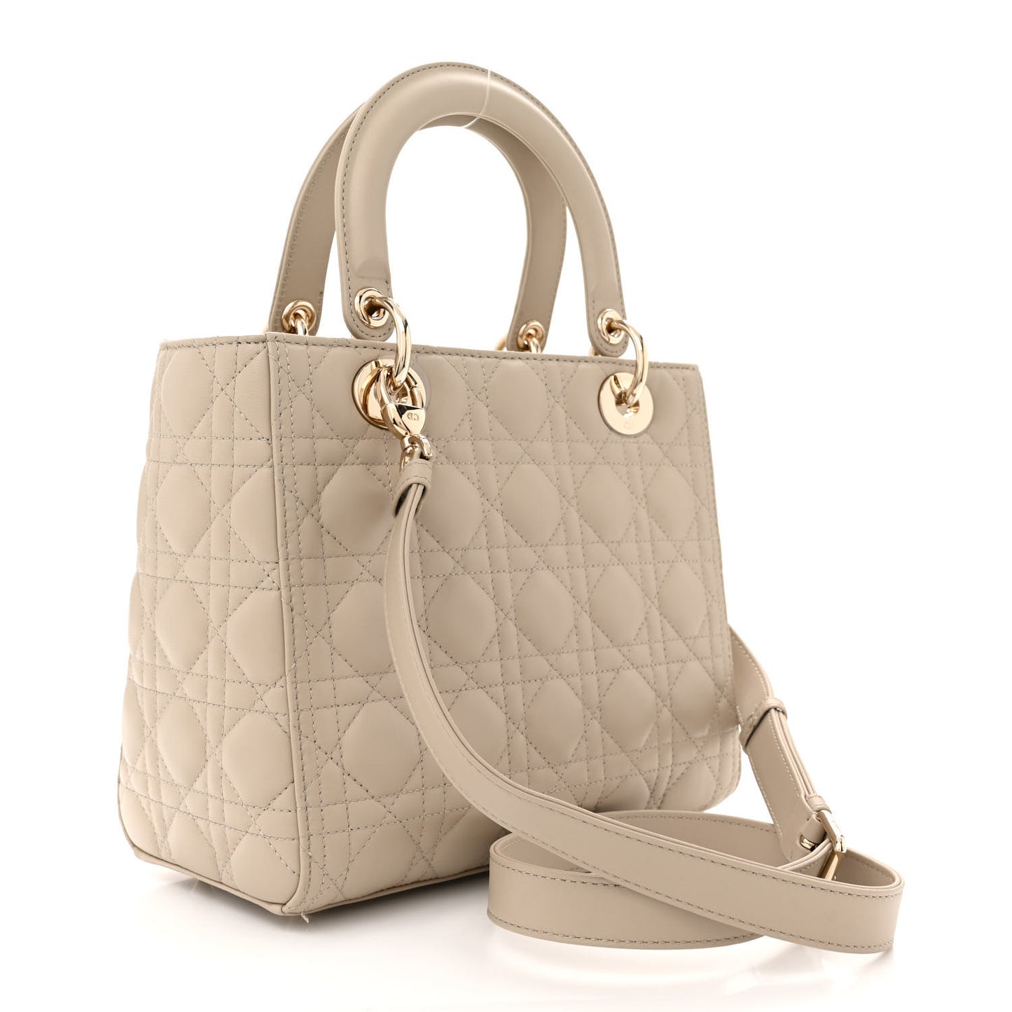 Lambskin Cannage Medium Lady Dior Beige