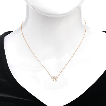 Tiffany 18K Rose Gold Diamond Mini Bow Pendant Necklace 2 of 5