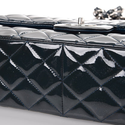 Chanel Patent Quilted Jumbo Double Flap Blue 17 of 18