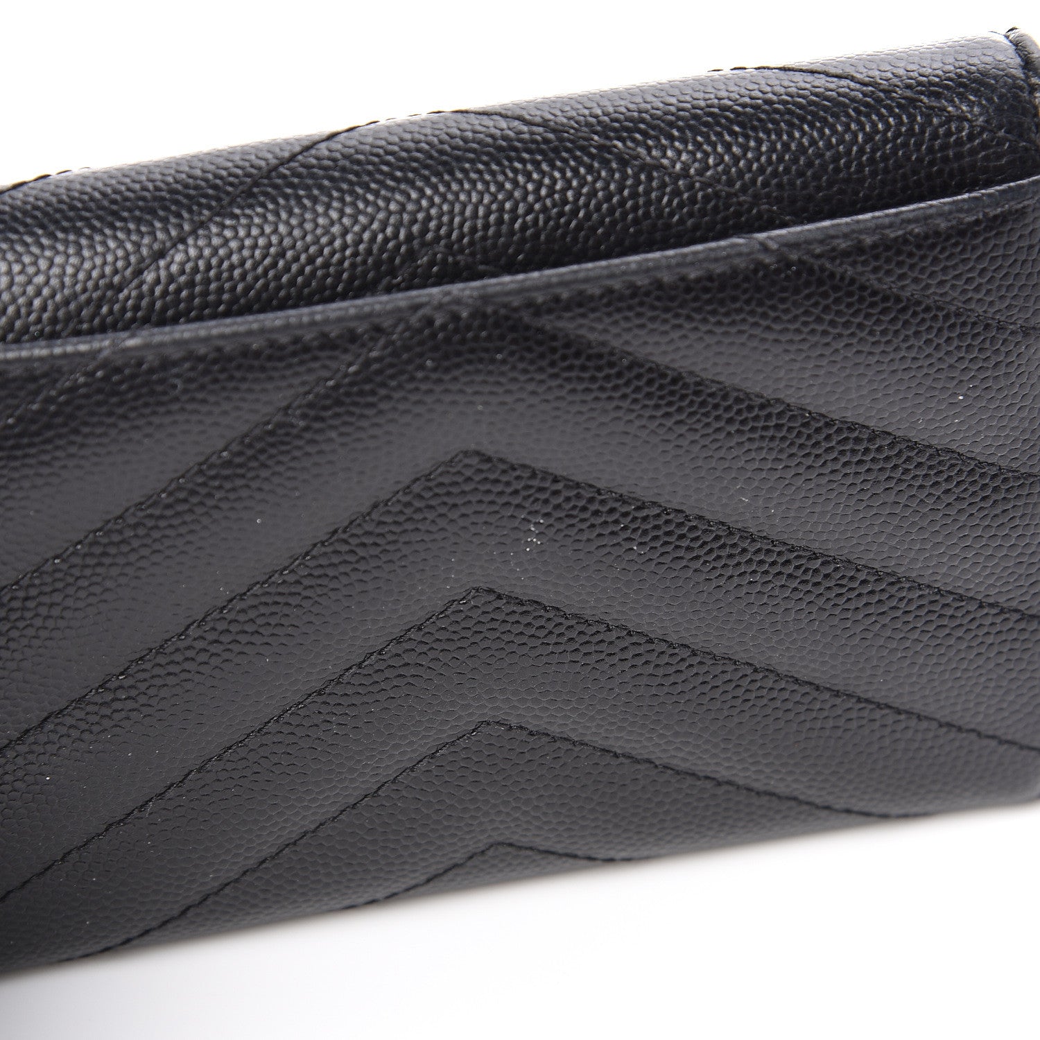 Saint Laurent Grain De Poudre Matelasse Chevron Small Monogram Envelope Wallet Black 14 of 16