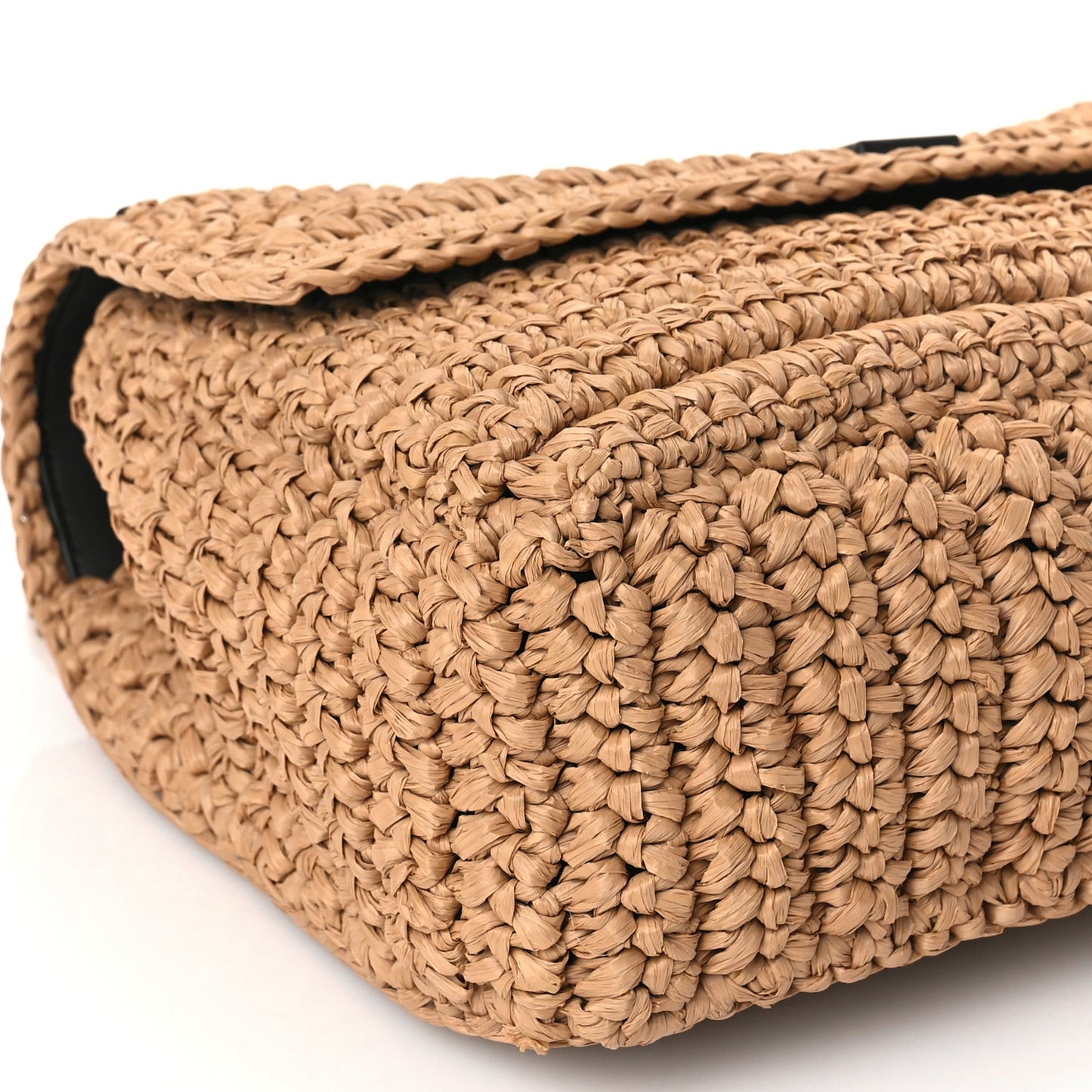 Raffia Calfskin Monogram Medium Niki Chain Satchel Natural