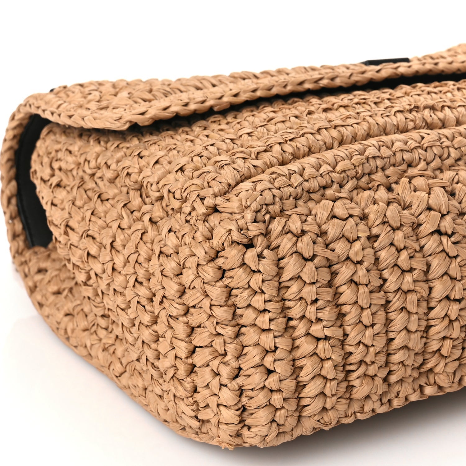 Saint Laurent Raffia Calfskin Monogram Medium Niki Chain Satchel Natural 7 of 8