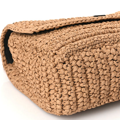 Saint Laurent Raffia Calfskin Monogram Medium Niki Chain Satchel Natural 7 of 8