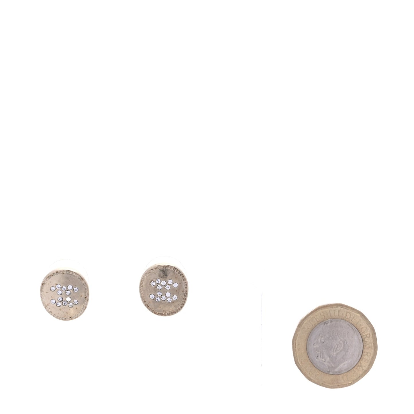 Crystal CC Round Earrings  Gold