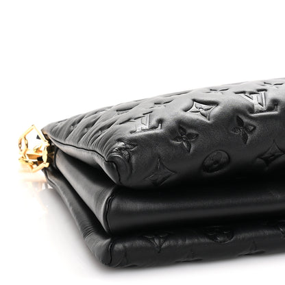 Louis Vuitton Lambskin Embossed Monogram Coussin MM Black 7 of 8