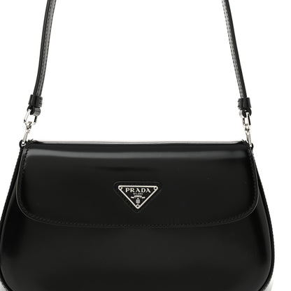 Prada Spazzolato Cleo Flap Shoulder Bag Black 7 of 12