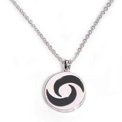Bulgari BVLGARI Stainless Steel 18K White Gold Black Onyx Optical Illusion Pendant Necklace 1 of 6