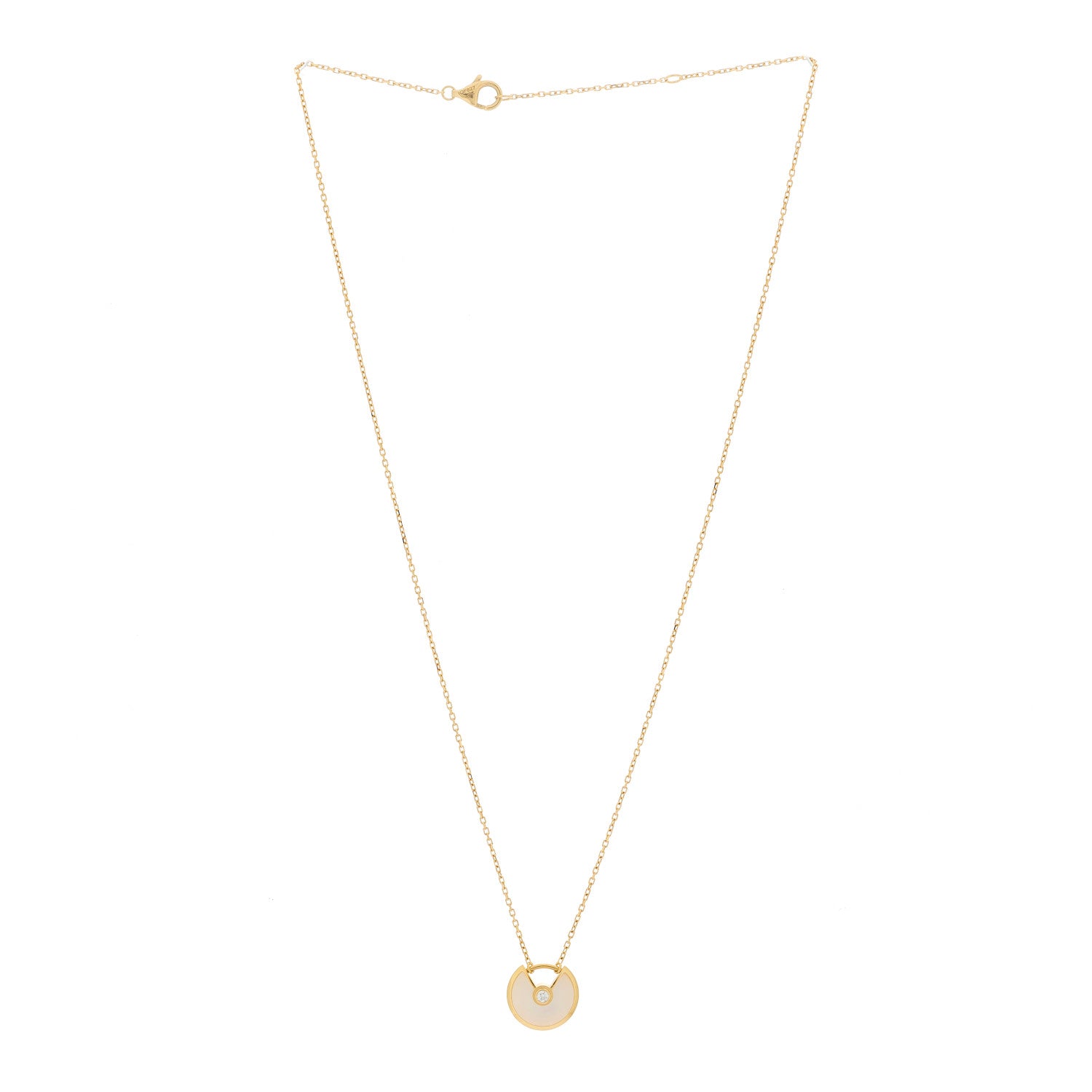 Cartier 18K Yellow Gold Diamond Mother of Pearl XS Amulette de Cartier Pendant Necklace 3 of 5