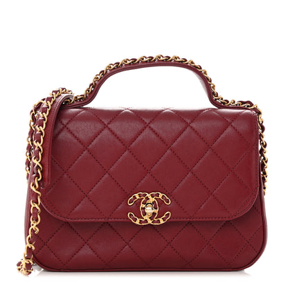 Chanel Lambskin Quilted Chain Infinity Top Handle Flap Burgundy 1 of 13