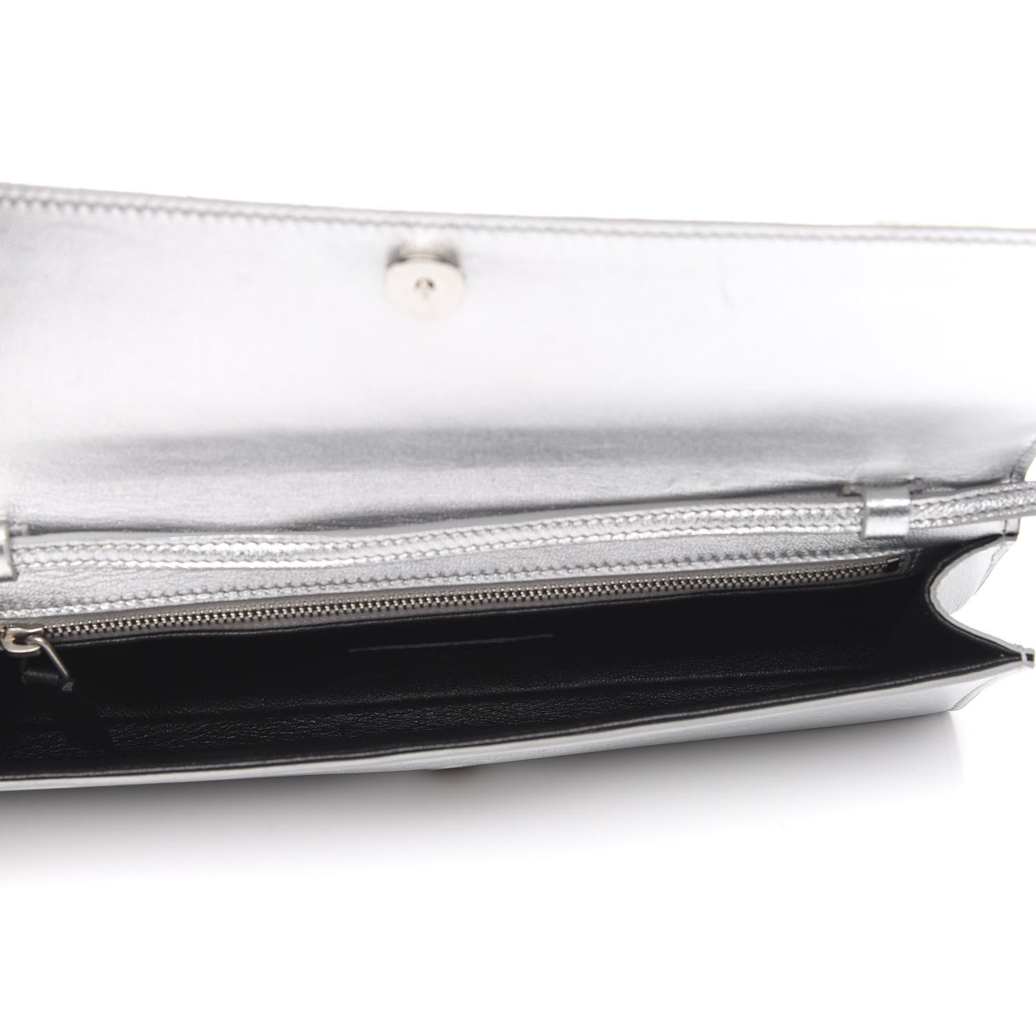 Saint Laurent Nappa Silk Fetiche Clutch Argento 5 of 15