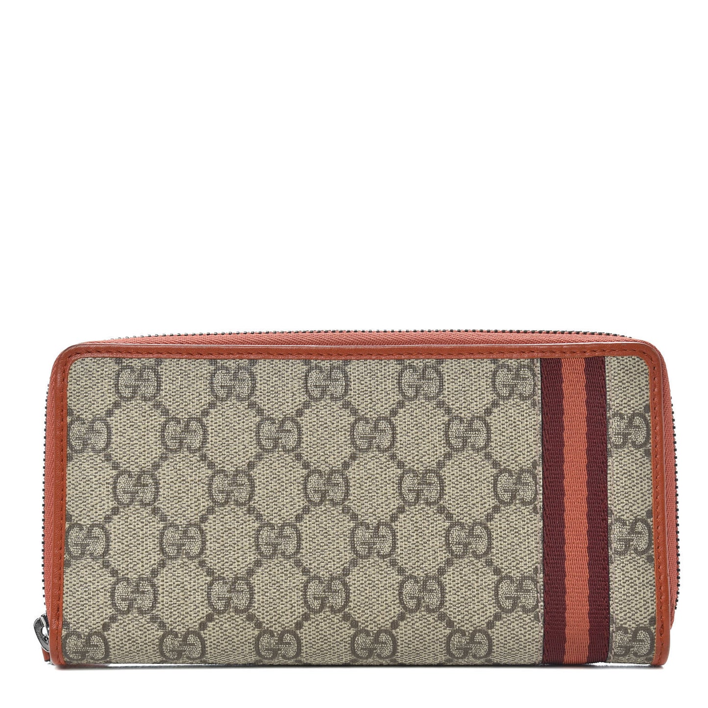 GG Supreme Monogram Web Zip Around Wallet Orange