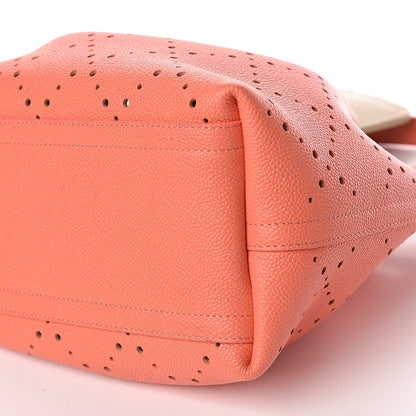 Chanel Caviar Perforated Drawstring CC Bag Coral Beige 11 of 12