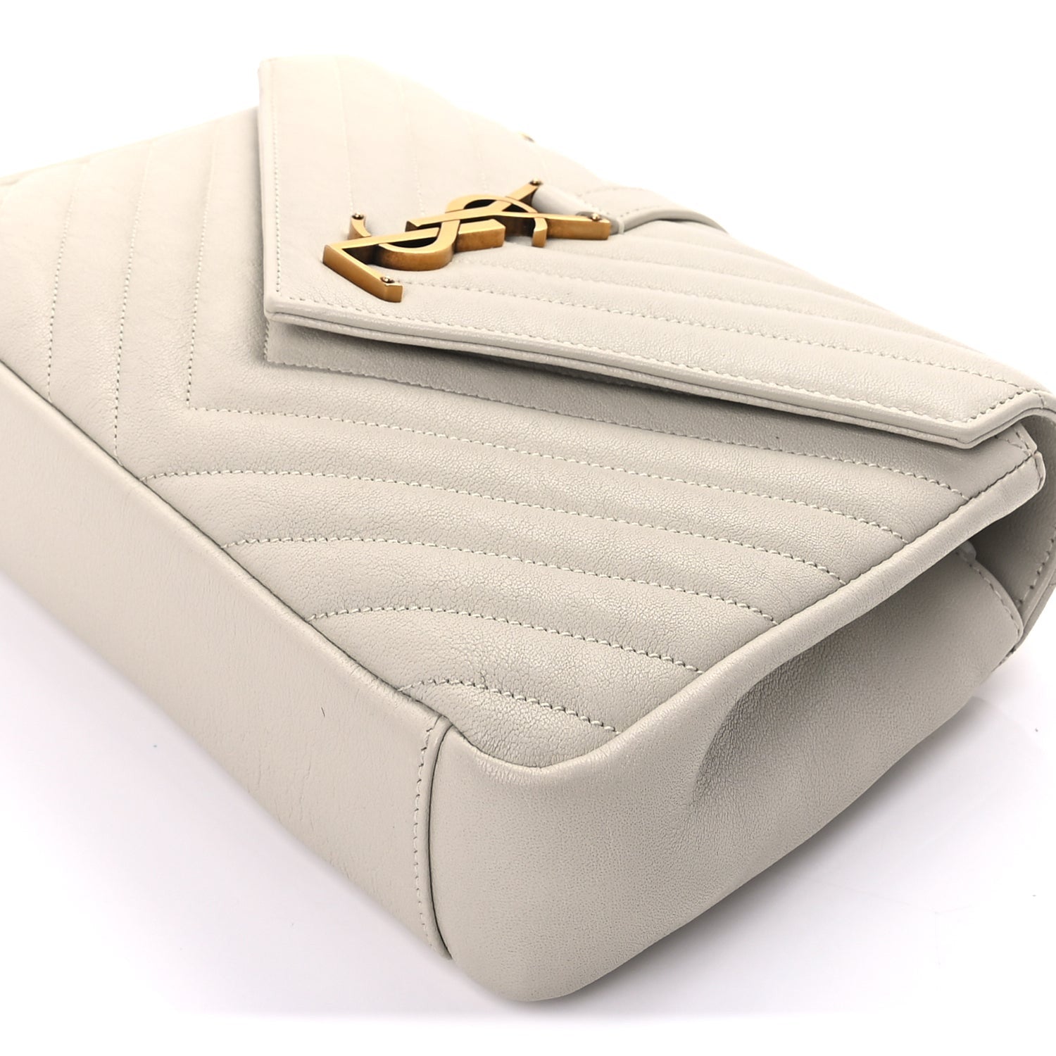 Saint Laurent Sheepskin Matelasse Chevron Monogram Medium College Bag Crema Soft 7 of 7