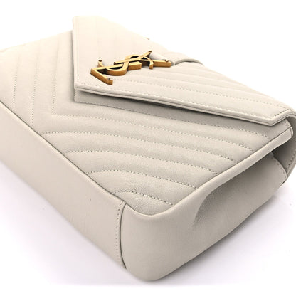 Saint Laurent Sheepskin Matelasse Chevron Monogram Medium College Bag Crema Soft 7 of 7