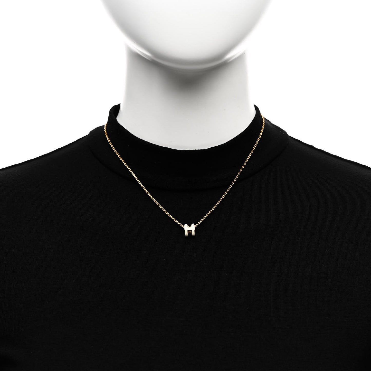 Lacquered Gold Mini Pop H Pendant Necklace White