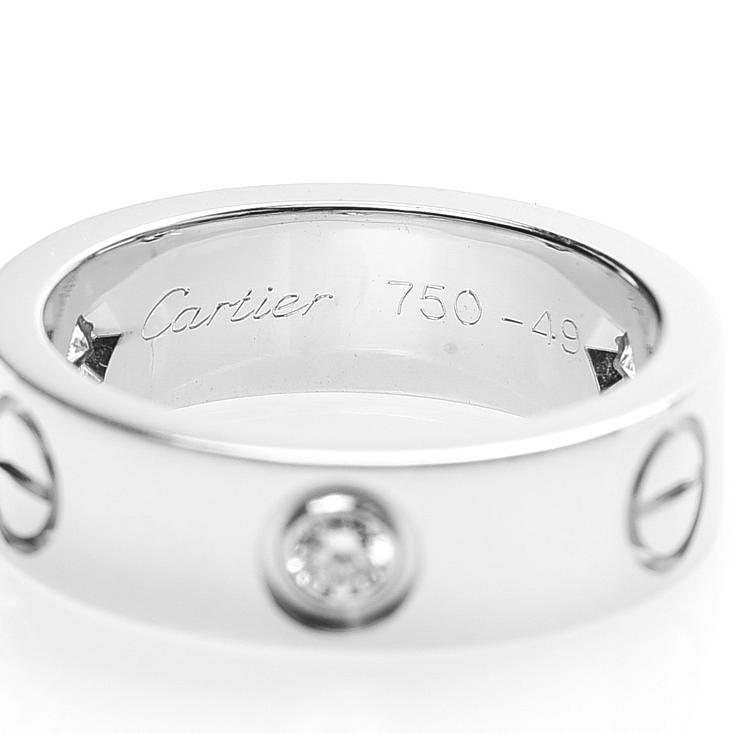 Cartier 18K White Gold 3 Diamond 5.5mm LOVE Ring 49 5 4 of 6