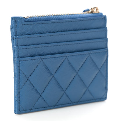 Chanel Caviar Quilted CC Zip Card Holder Blue 3 of 11